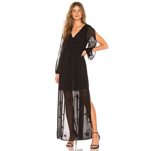 Chaser beaded star black maxi dress sz M - Picture 1 of 16
